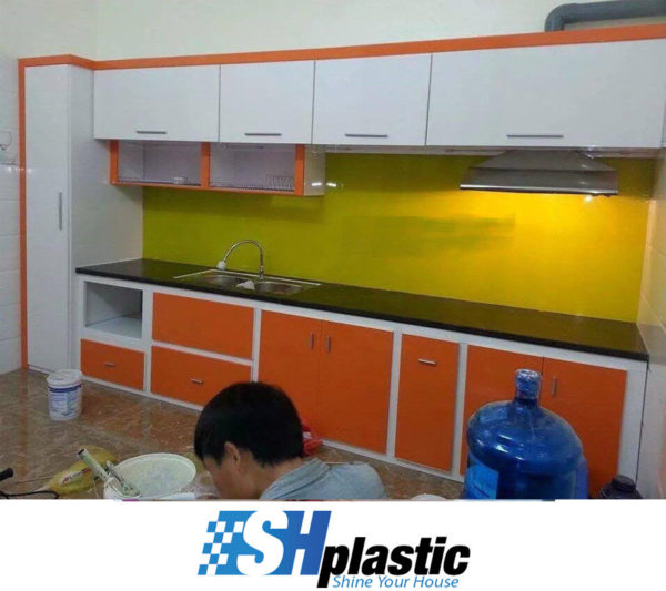 Tủ bếp nhựa Đài Loan cao cấp chữ I phối màu / SHPLastic TB07